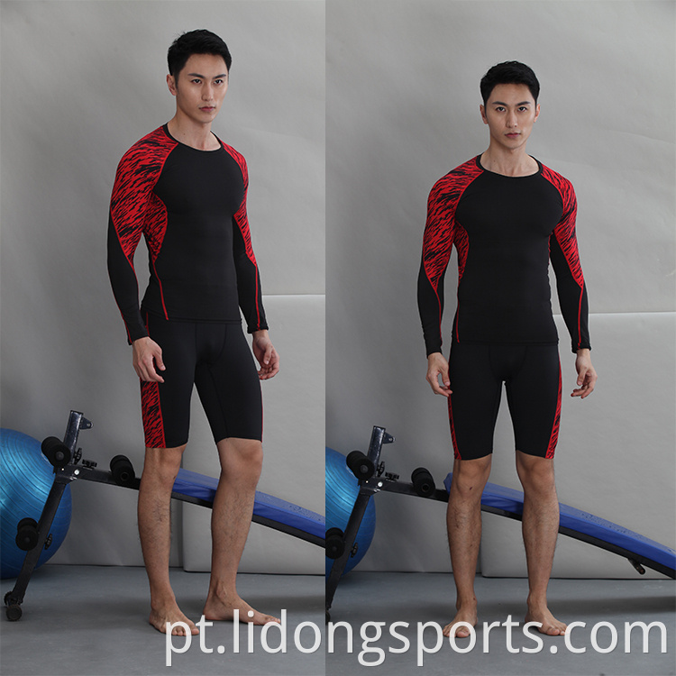 Lidong atacado personalizado de manga curta esportes tops sem costura esportes homens de compressão ginásio desgaste